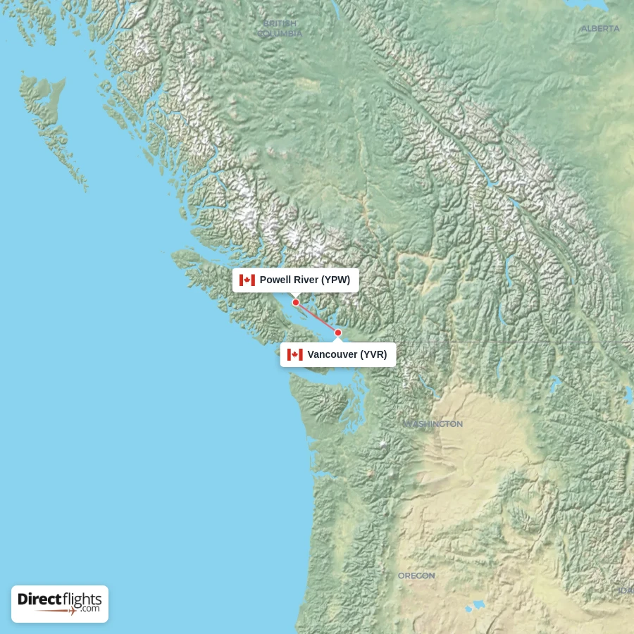 YVR - YPW route map