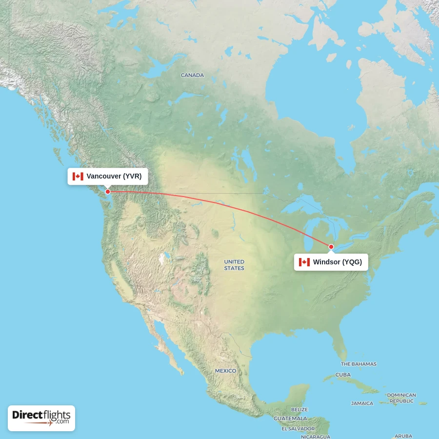 YVR - YQG route map