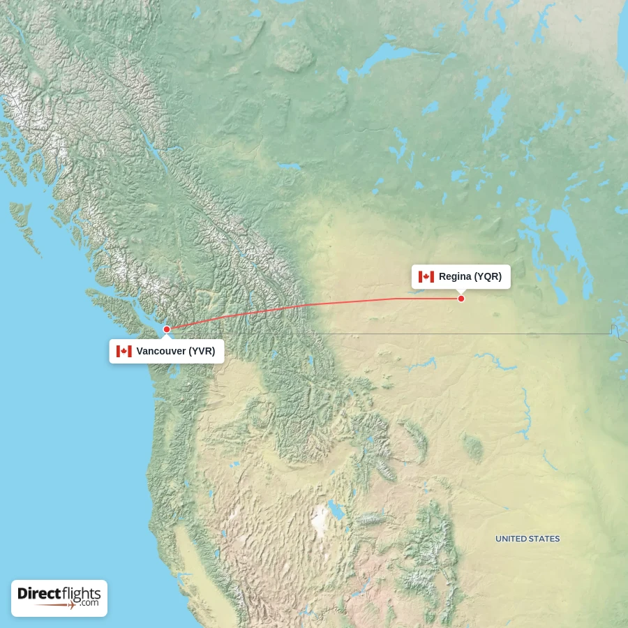 YVR - YQR route map