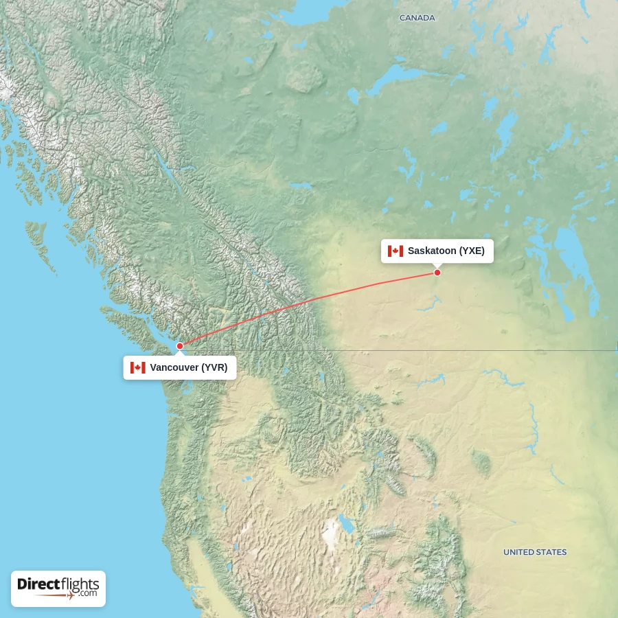 YVR - YXE route map