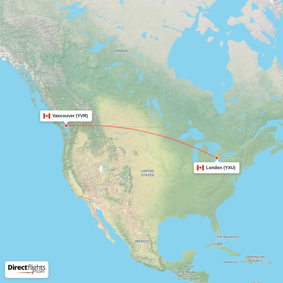 YVR - YXU route map