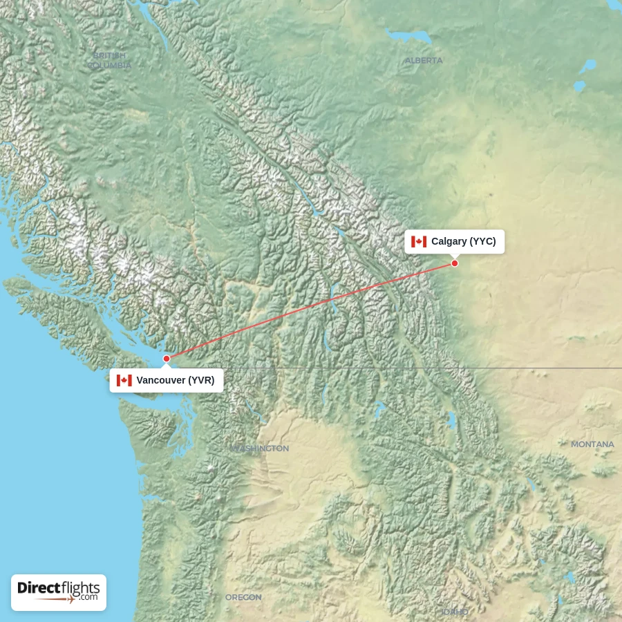 YVR - YYC route map
