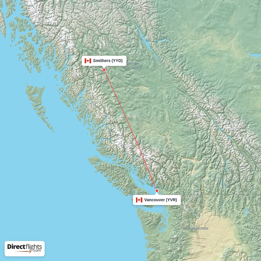 YVR - YYD route map
