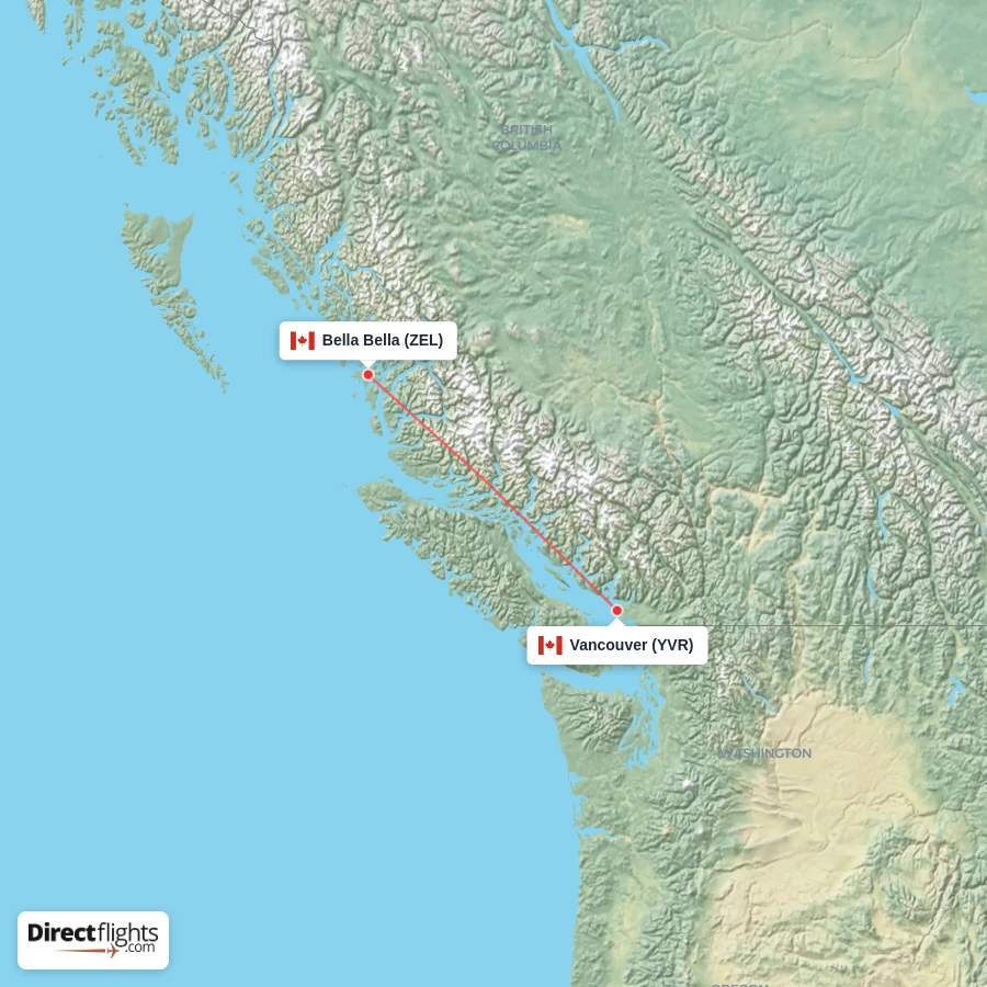 YVR - ZEL route map