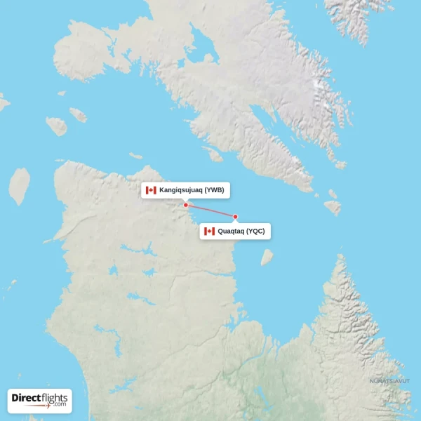 Kangiqsujuaq - Quaqtaq direct flight map