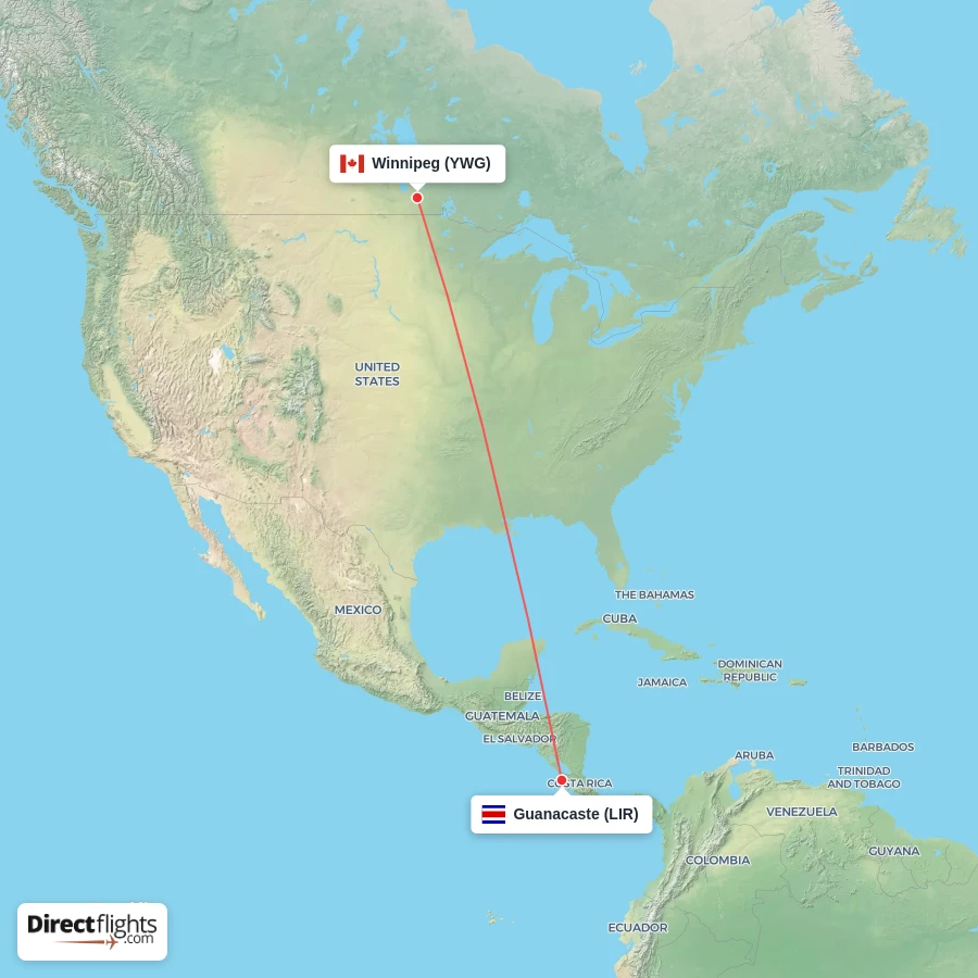 YWG - LIR route map