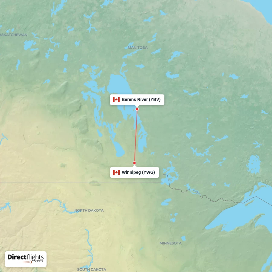 YWG - YBV route map