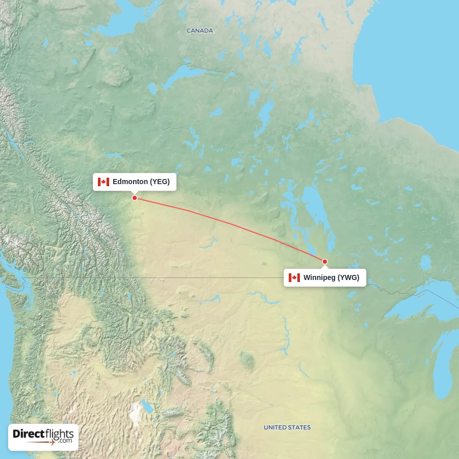 YWG - YEG route map