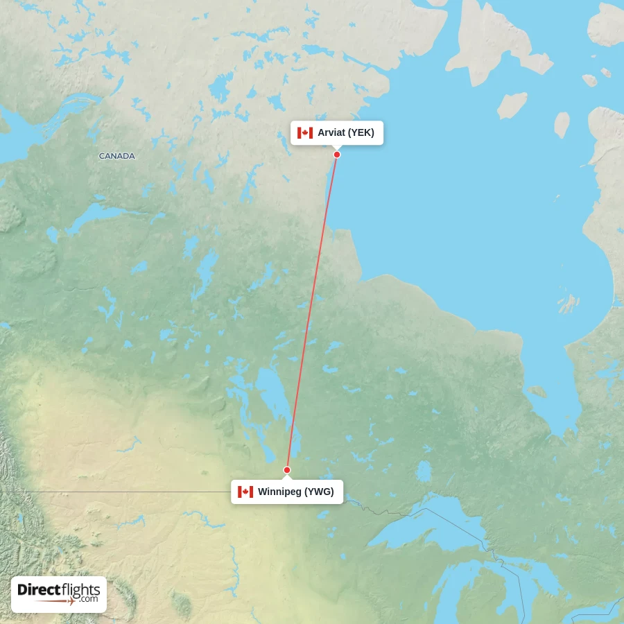YWG - YEK route map