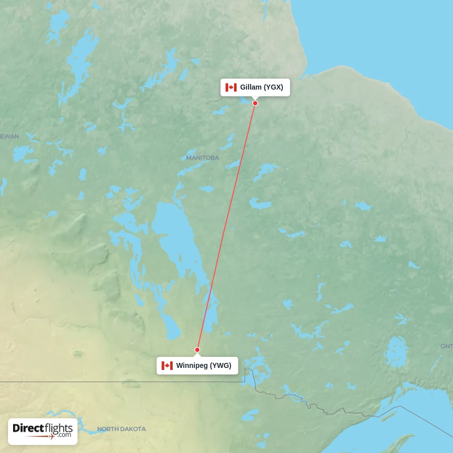 YWG - YGX route map