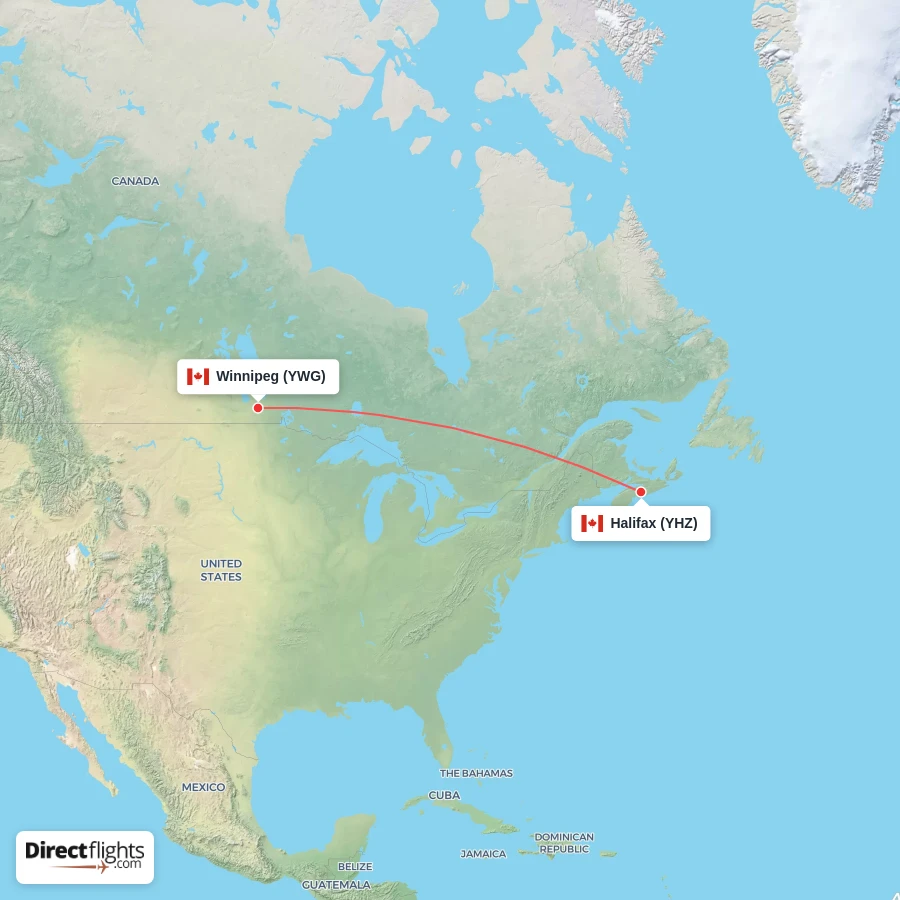 YWG - YHZ route map