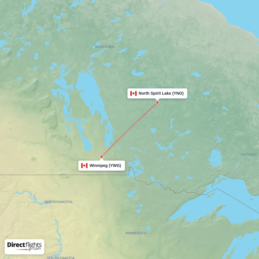 YWG - YNO route map