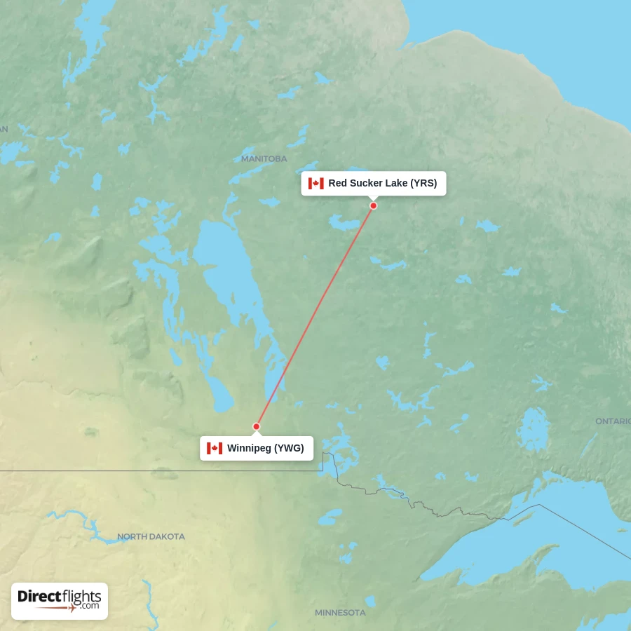 YWG - YRS route map