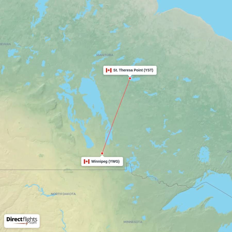 YWG - YST route map
