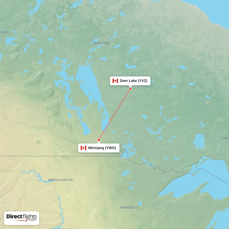 YWG - YVZ route map