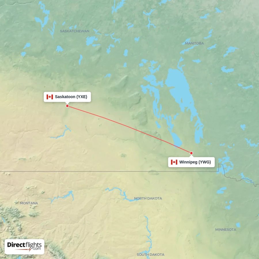 YWG - YXE route map