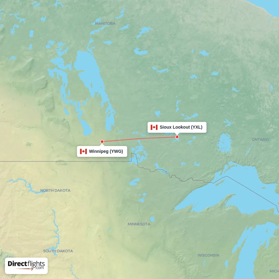 YWG - YXL route map