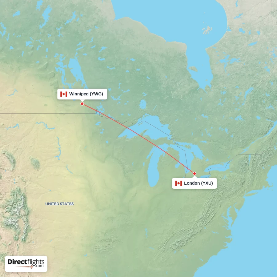 YWG - YXU route map