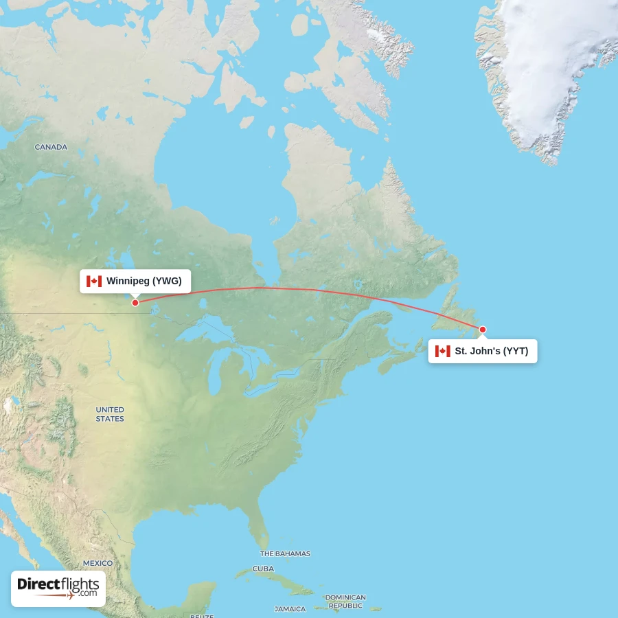 YWG - YYT route map