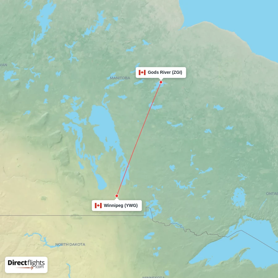 YWG - ZGI route map
