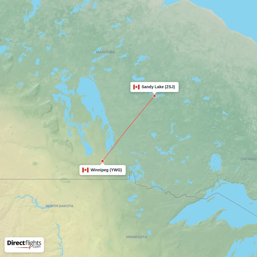 YWG - ZSJ route map