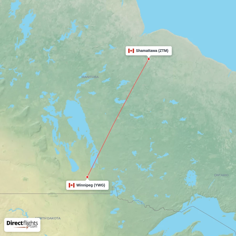 YWG - ZTM route map