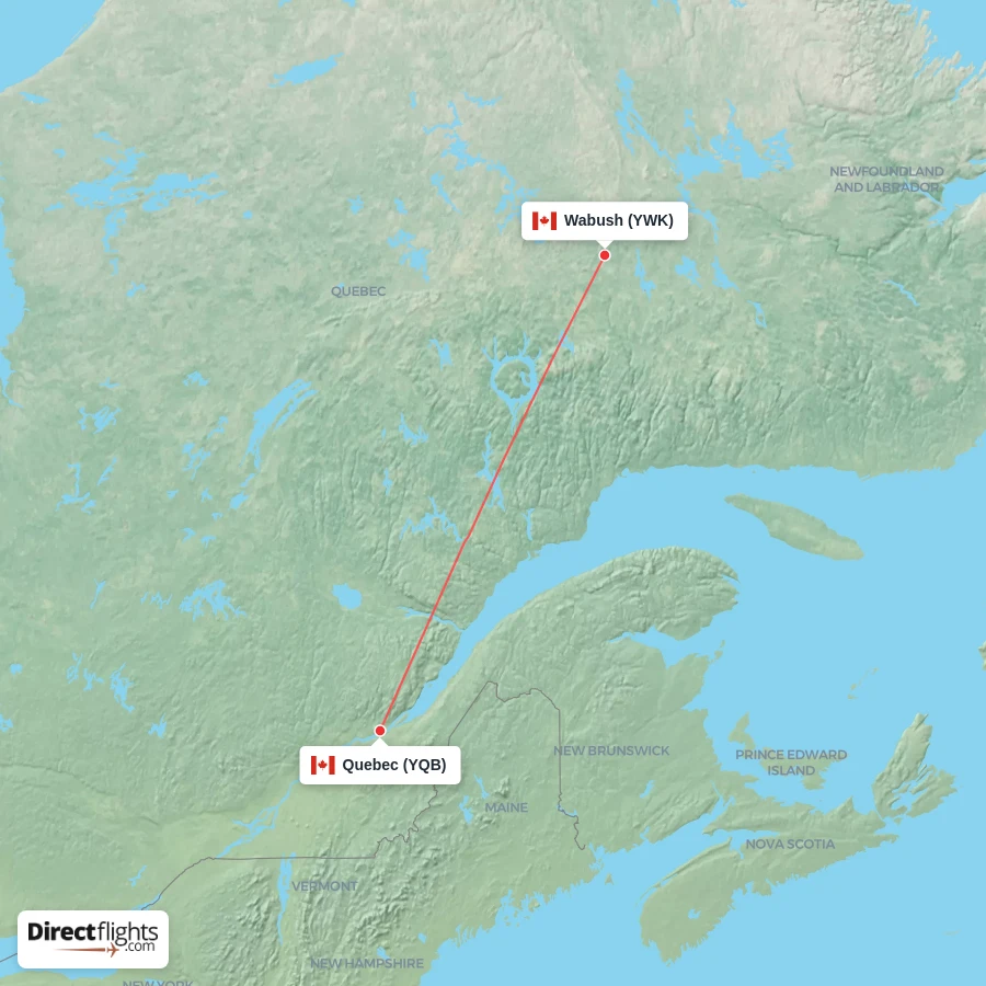 YWK - YQB route map