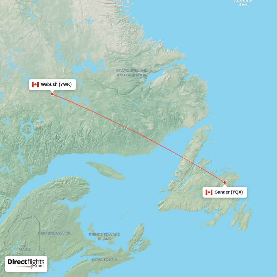 YWK - YQX route map