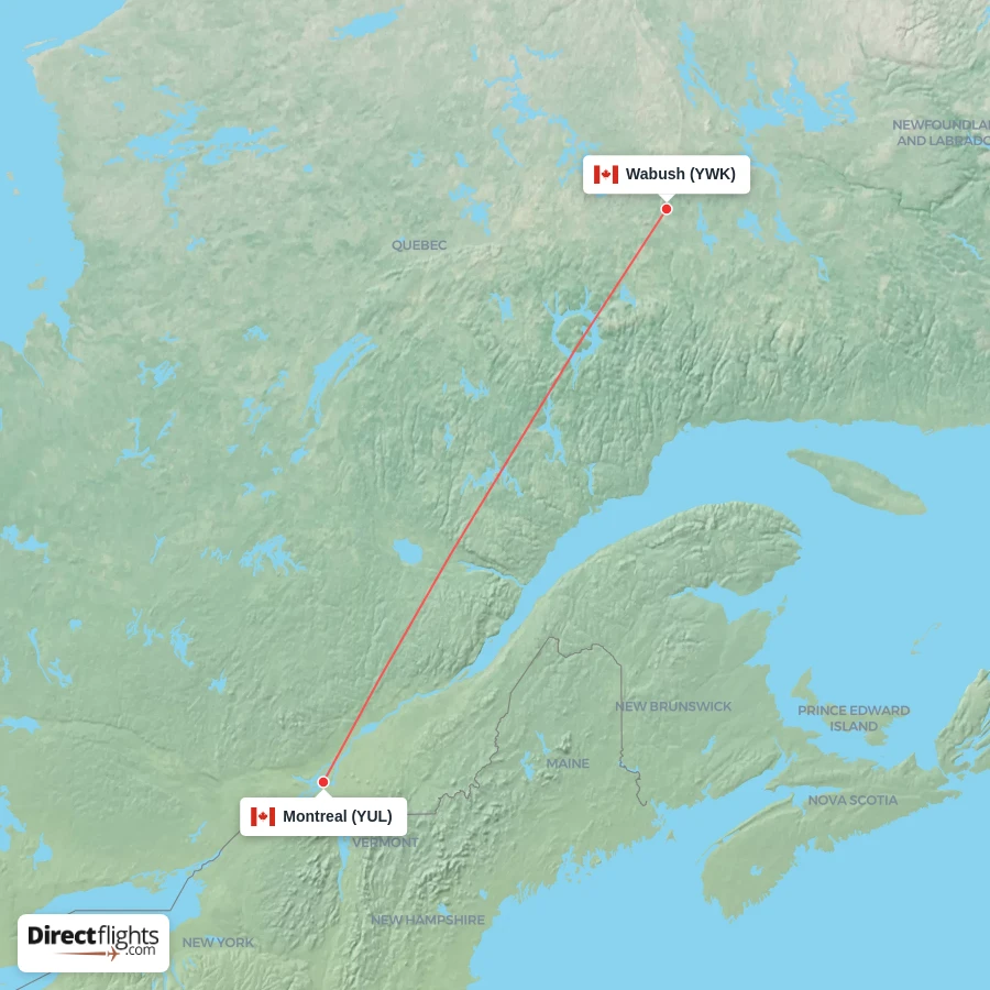 YWK - YUL route map