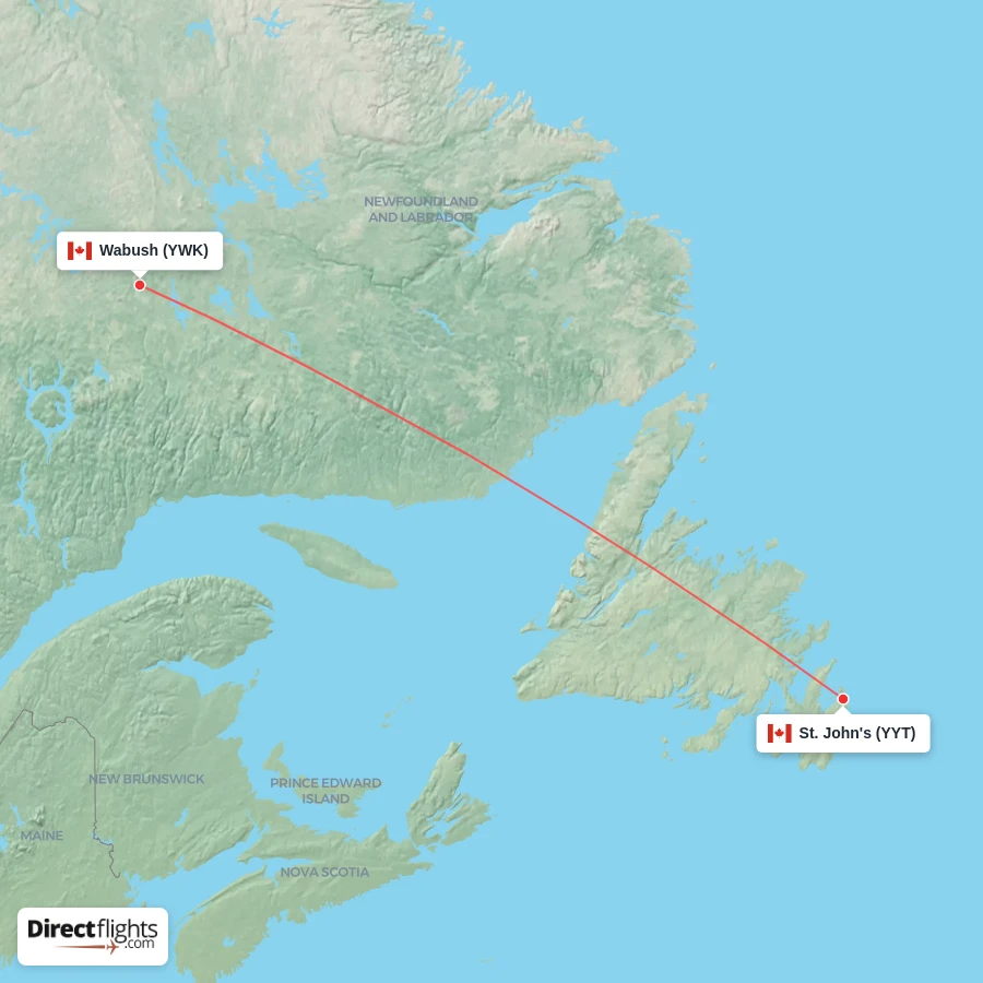 YWK - YYT route map