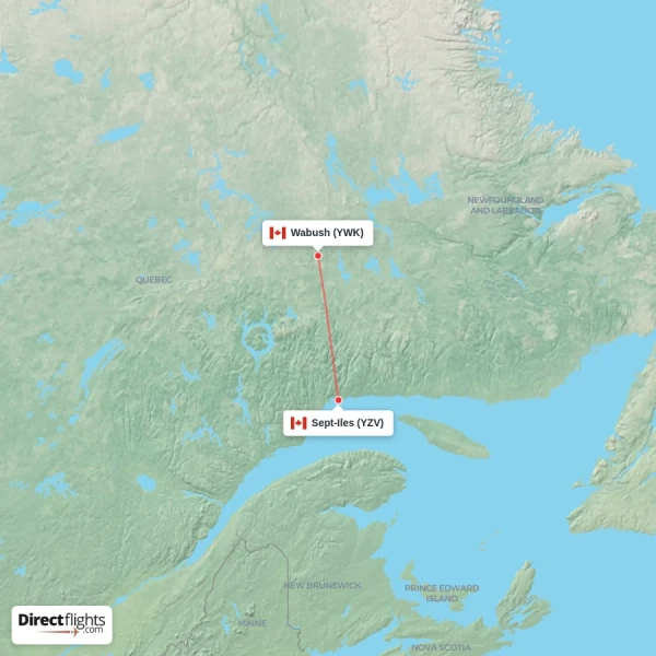 Wabush - Sept-Iles direct flight map