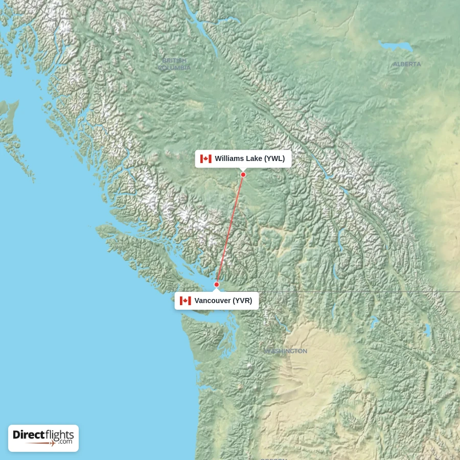 YWL - YVR route map