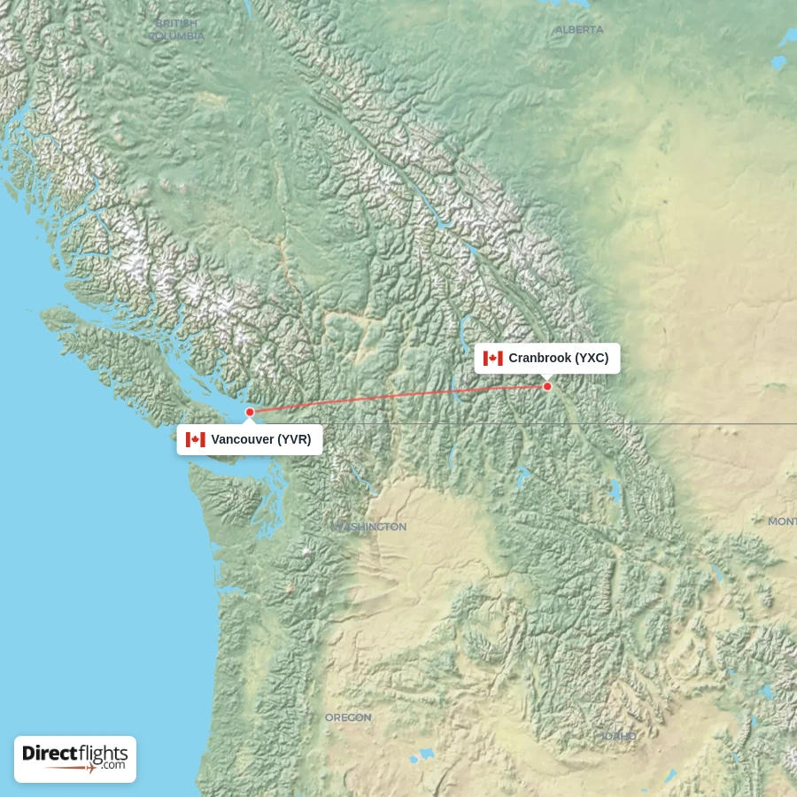 YXC - YVR route map