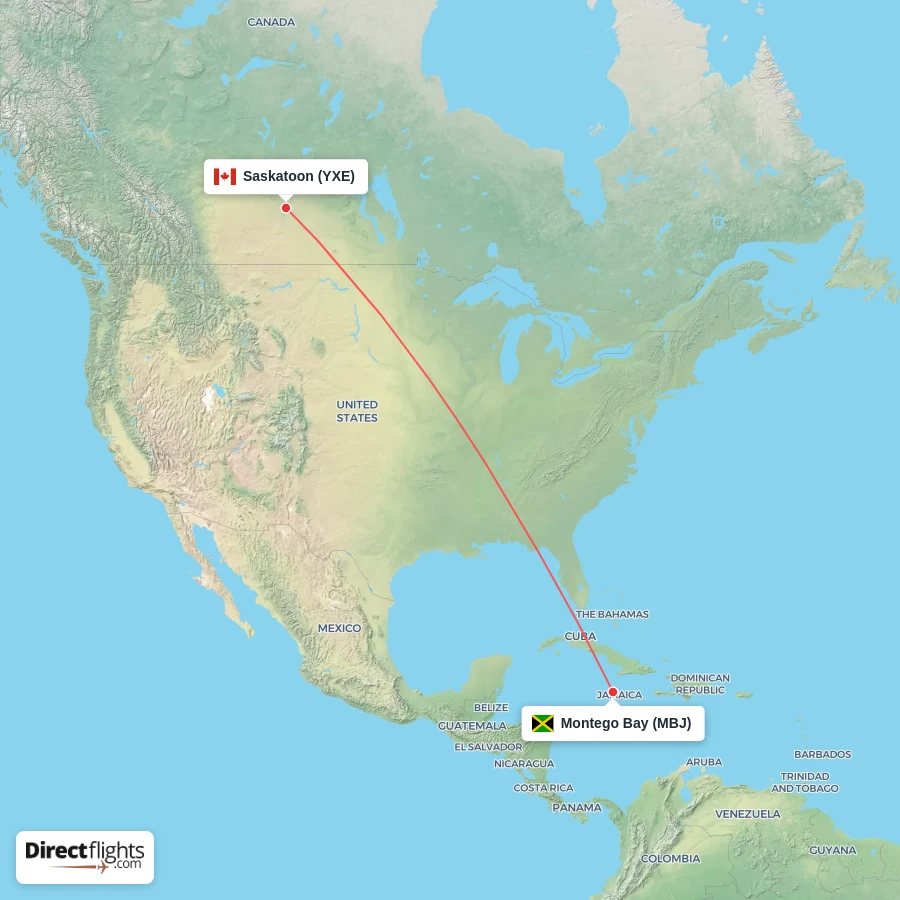 YXE - MBJ route map
