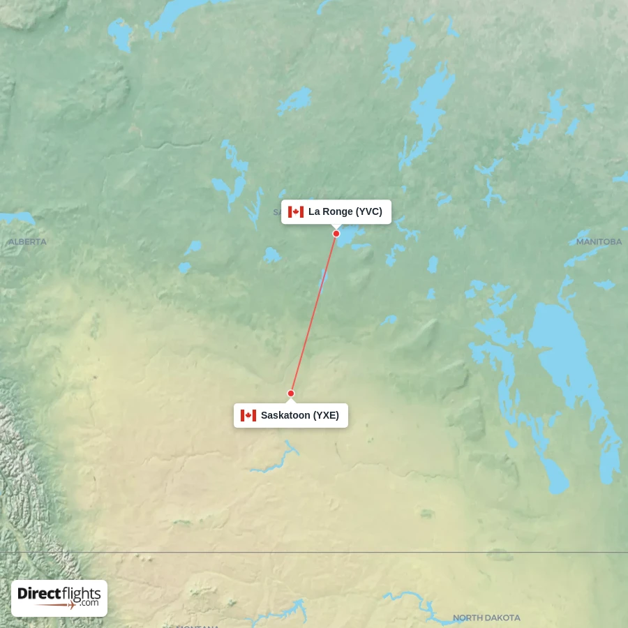 YXE - YVC route map