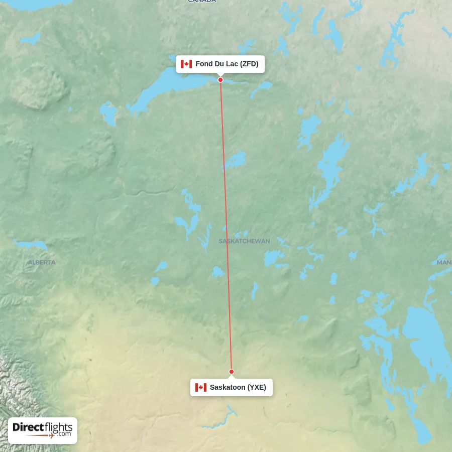 YXE - ZFD route map