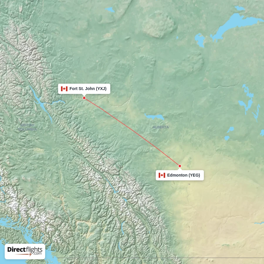 YXJ - YEG route map