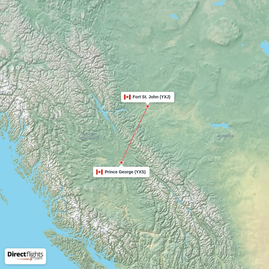YXJ - YXS route map