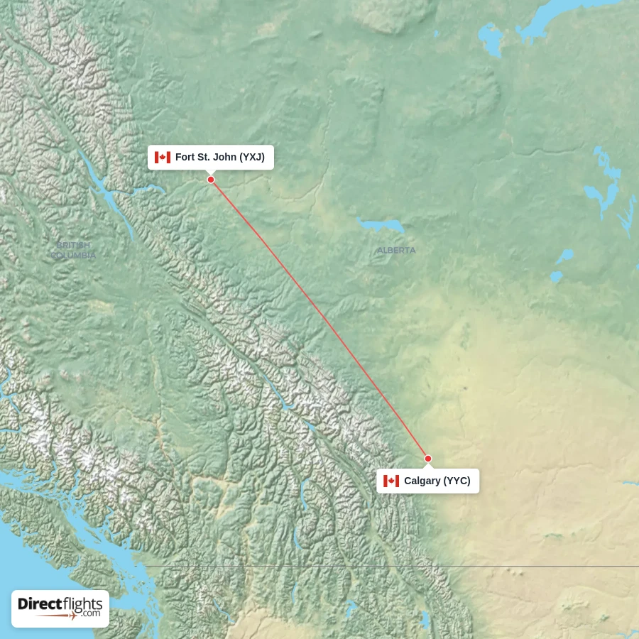 YXJ - YYC route map