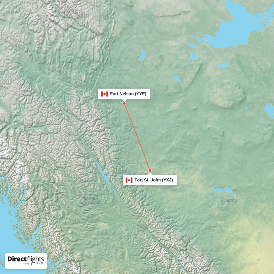 YXJ - YYE route map