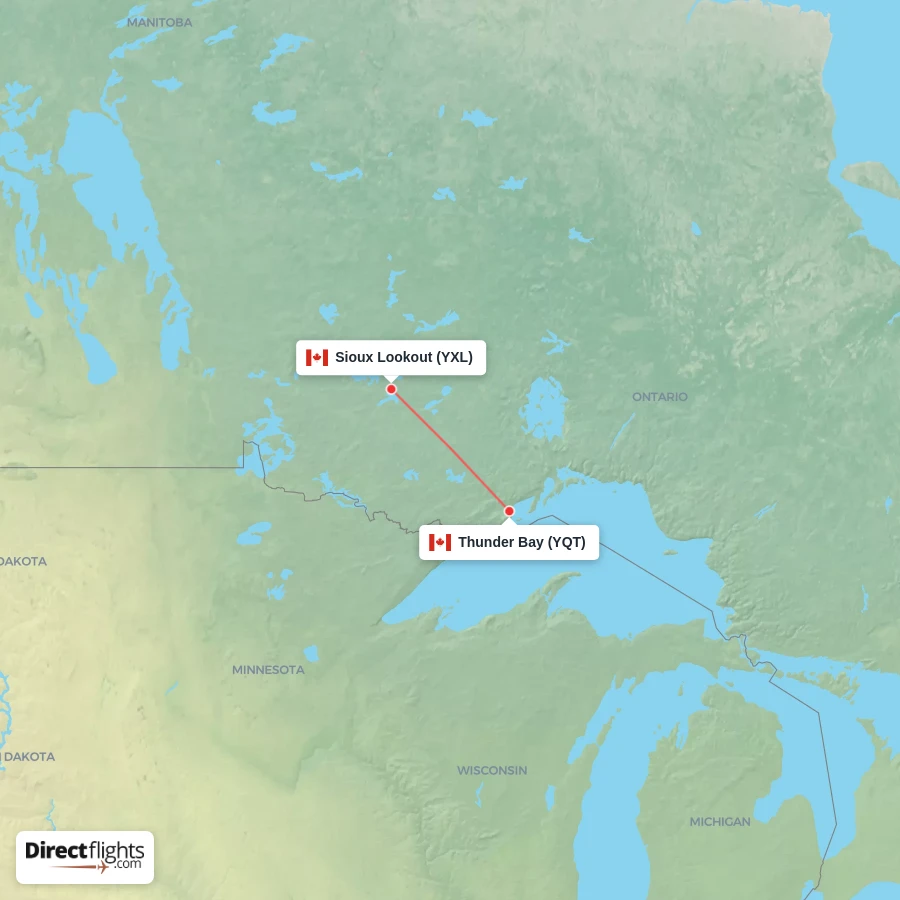 YXL - YQT route map