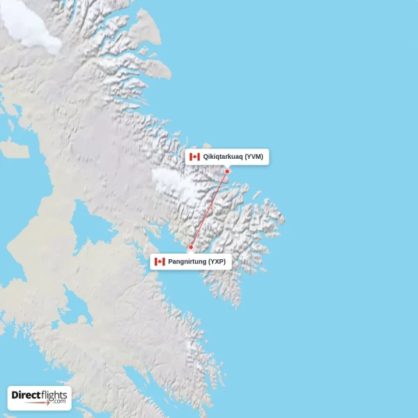 Pangnirtung - Qikiqtarkuaq direct flight map