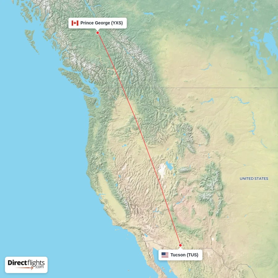 YXS - TUS route map