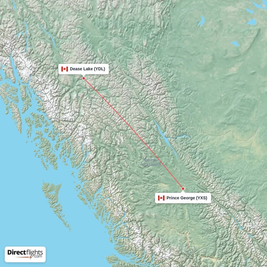 YXS - YDL route map