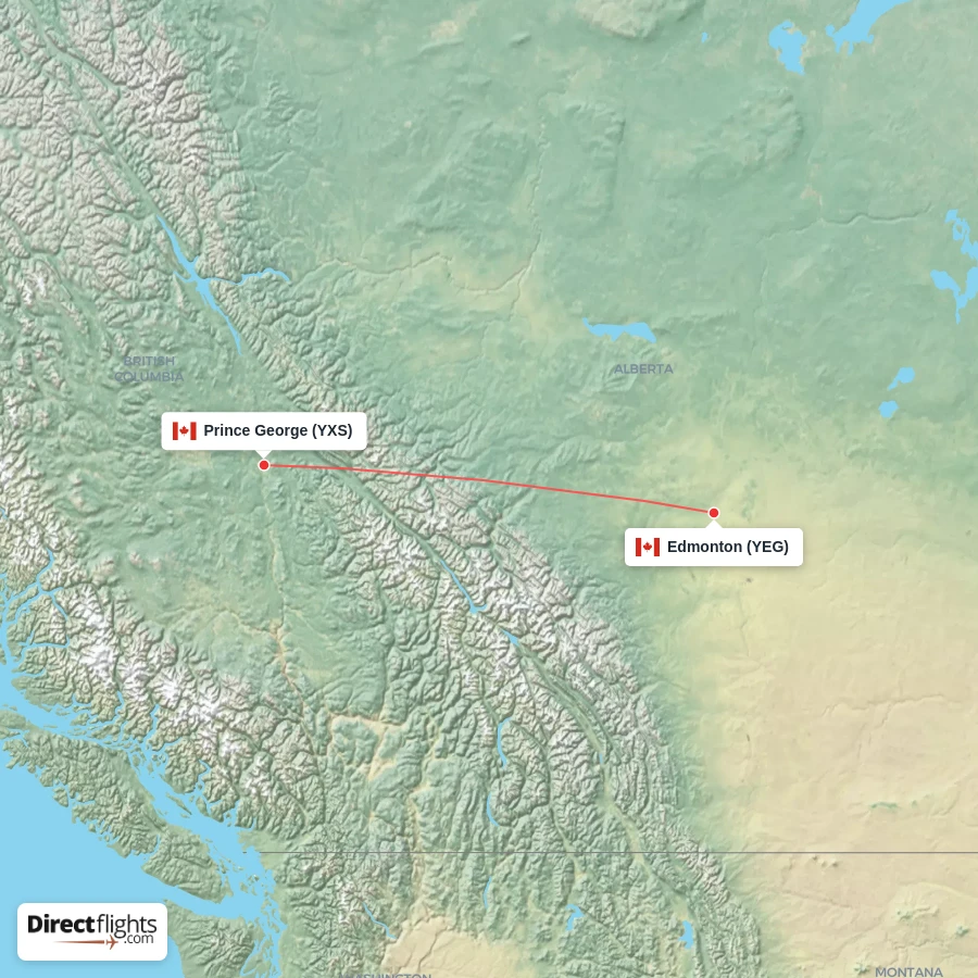 YXS - YEG route map