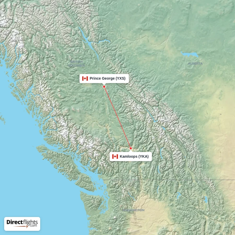 YXS - YKA route map