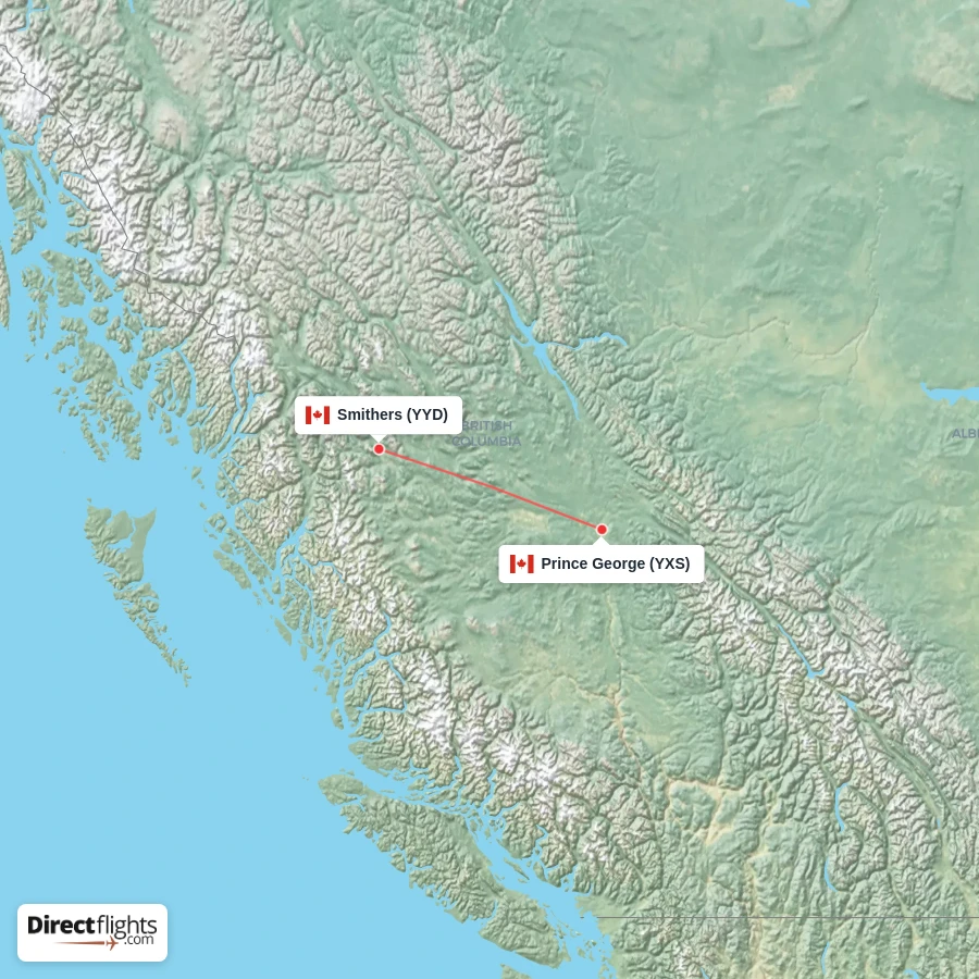 YXS - YYD route map