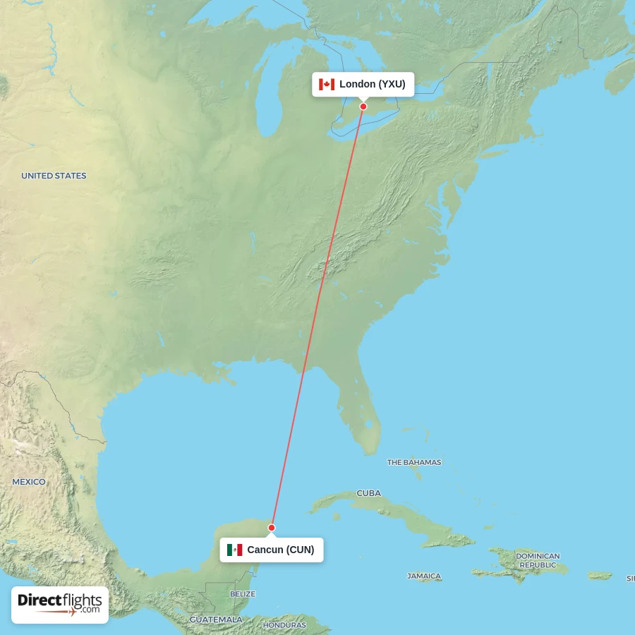 YXU - CUN route map