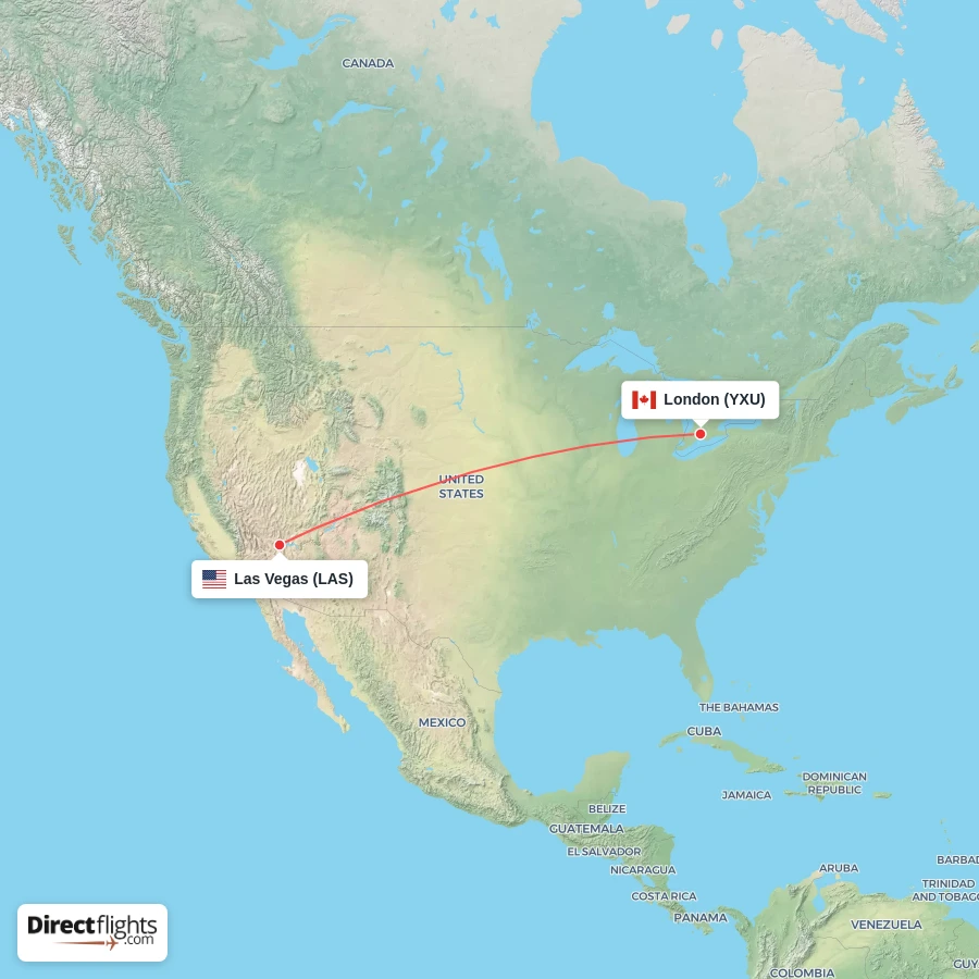 YXU - LAS route map