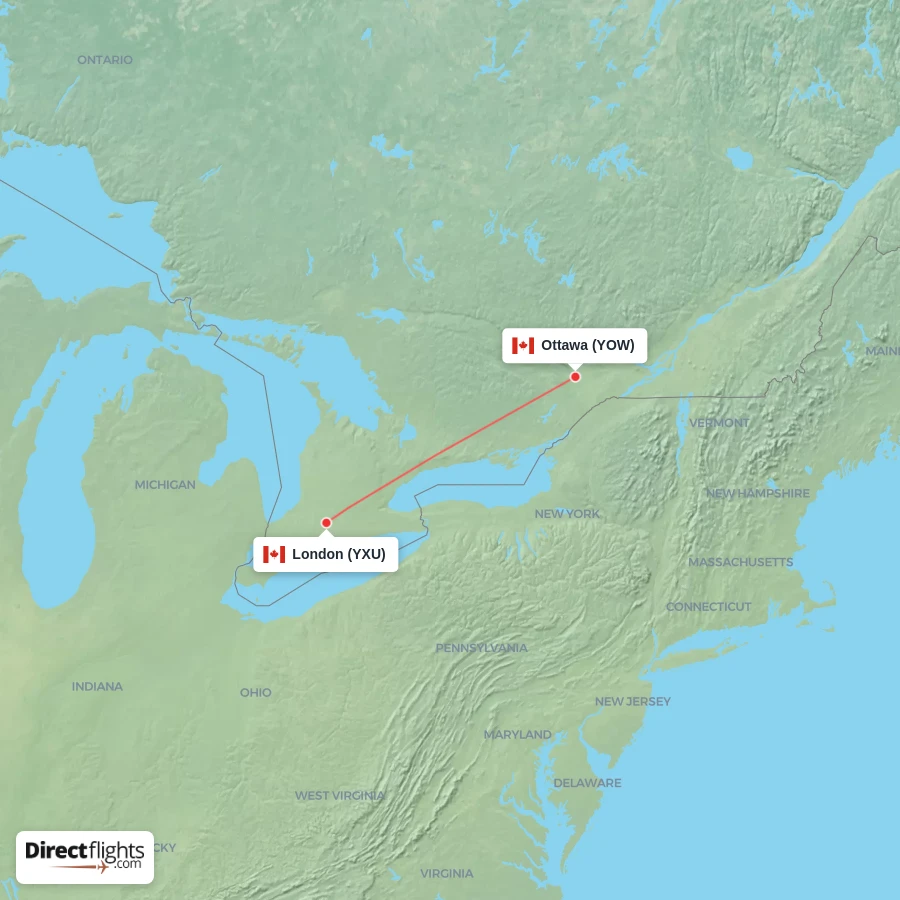YXU - YOW route map
